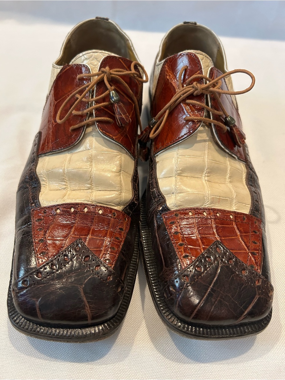 Slick Exotica Brand Men's Two-Tone Genuine Alligator Leather Dress Shoes - Picture 13 of 16